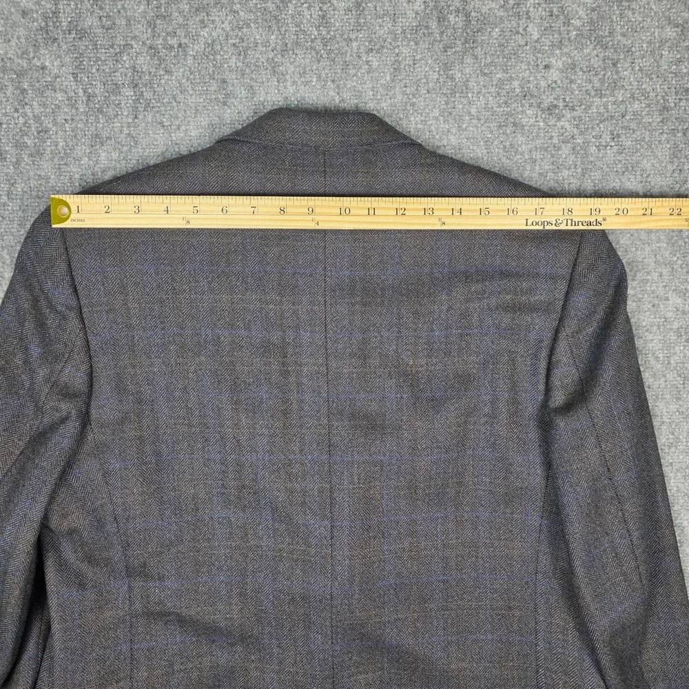 Hart Schaffner Marx Wool‎ Blazer Men 42PT Gray Herringbone Tweed Windowpane USA